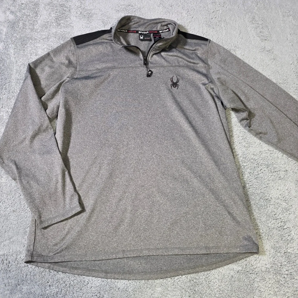 Spyder Mens Medium Pullover Gray Quarter Zip Active Performance Heathered 1254